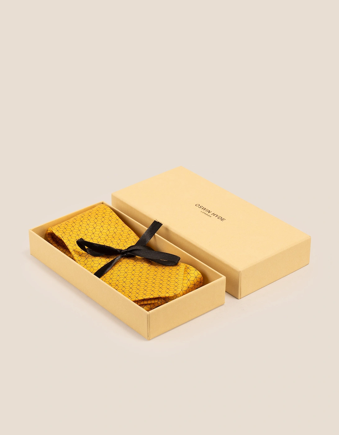Yellow Pattern Print Silk Tie