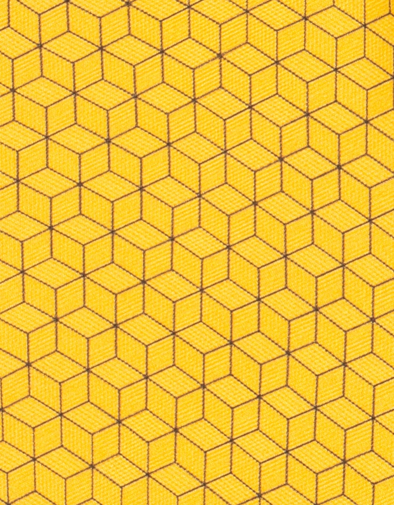 Yellow Pattern Print Silk Tie