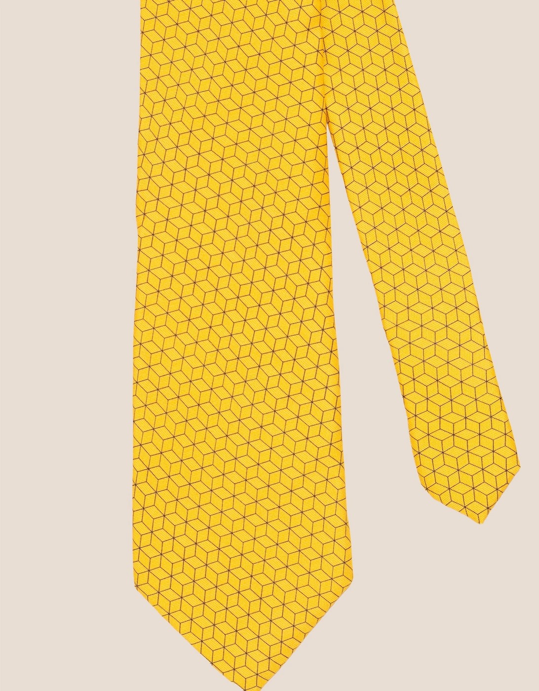 Yellow Pattern Print Silk Tie