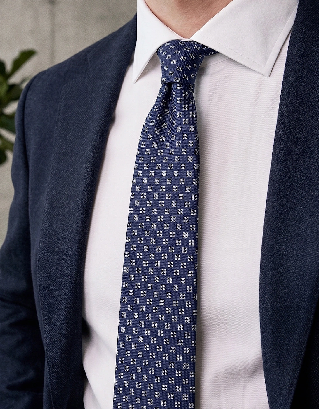 Geometric Squares Navy Tie
