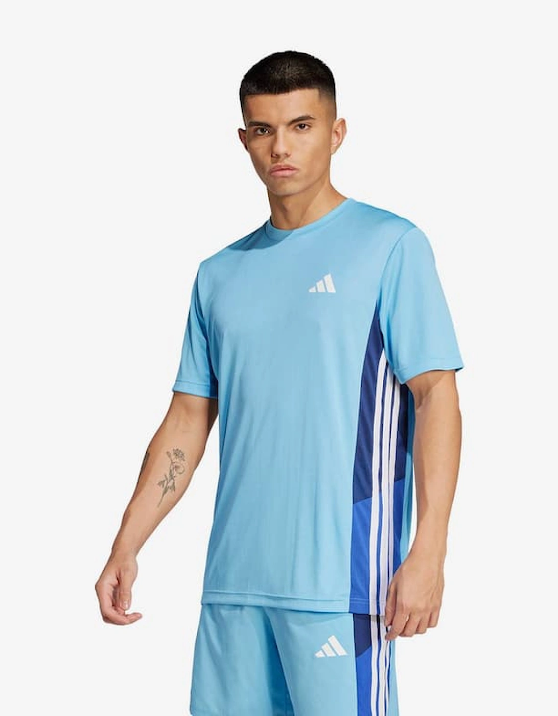 Adidas Essentials Seasonal Colourblock T-Shirt Blue, 5 of 4