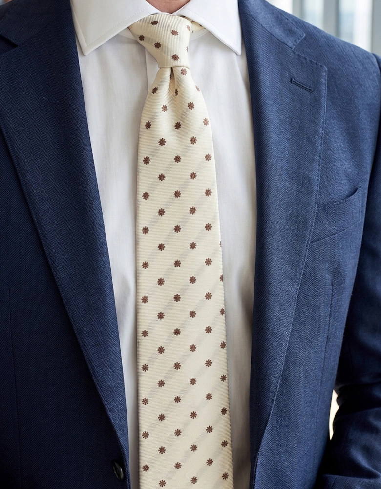 Classic Floral Cream Brown Tie