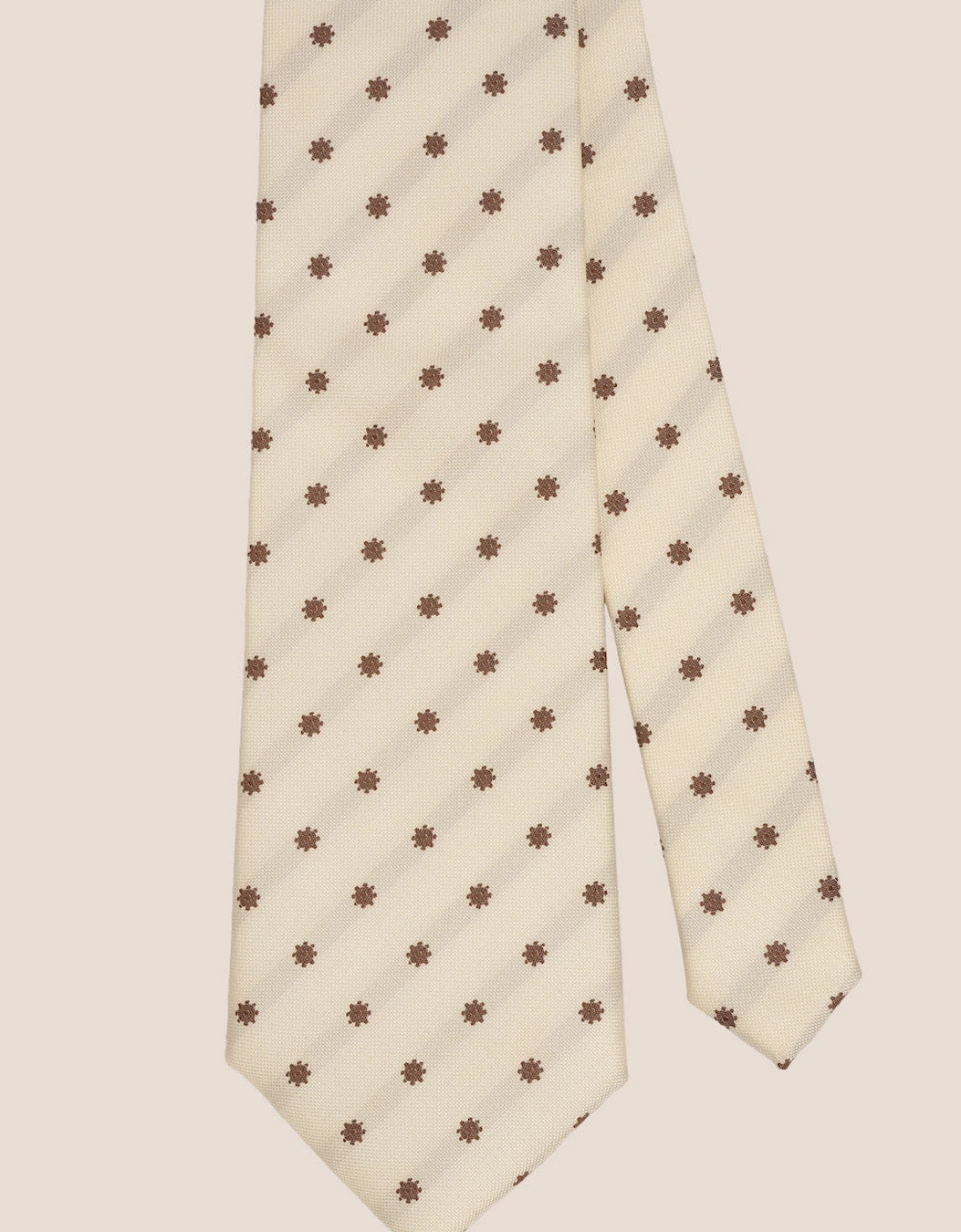 Classic Floral Cream Brown Tie