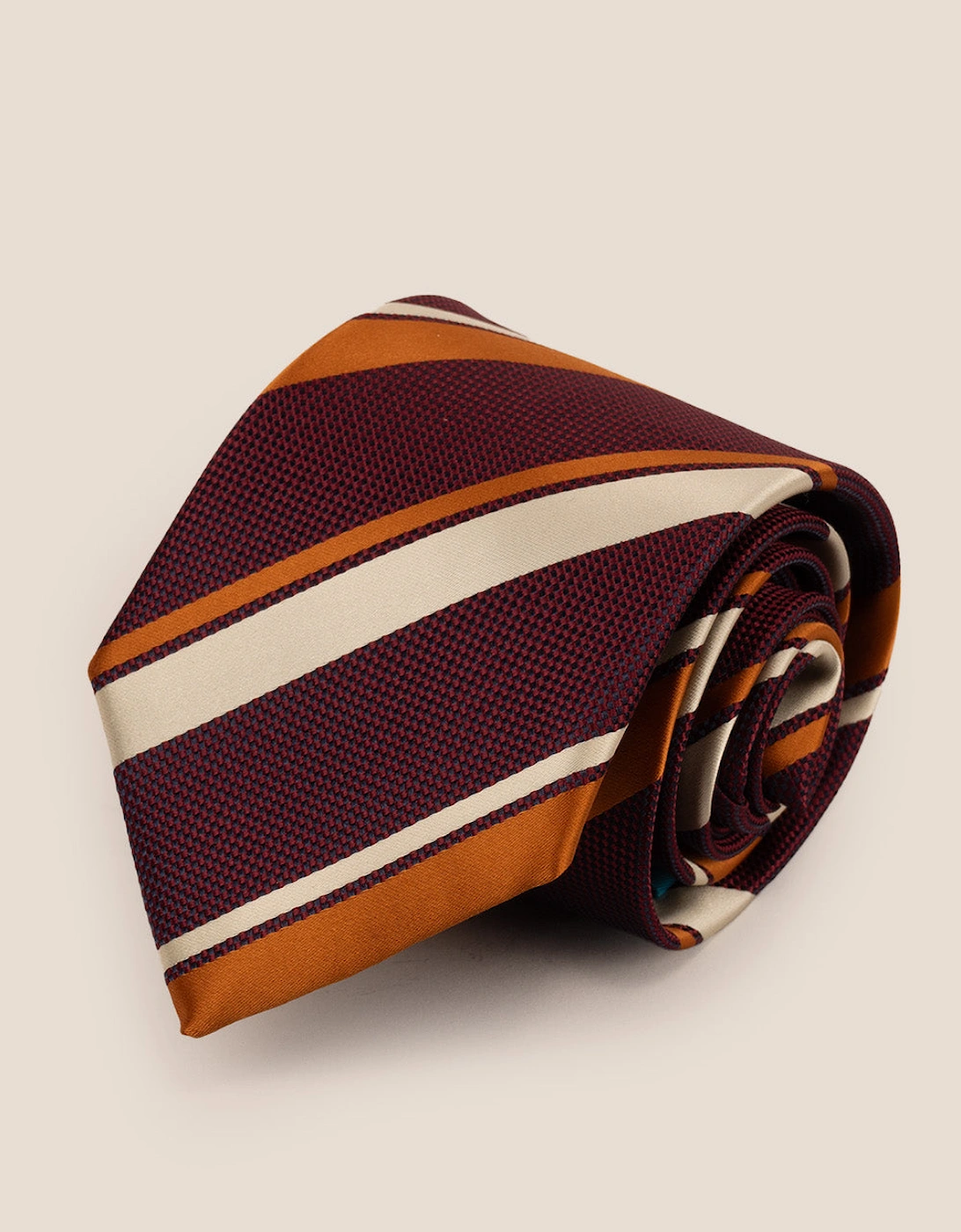 Broad Stripe Red White Orange Tie