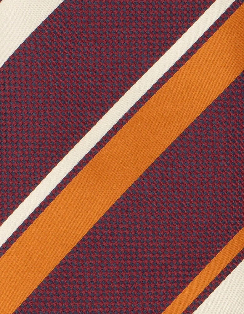 Broad Stripe Red White Orange Tie