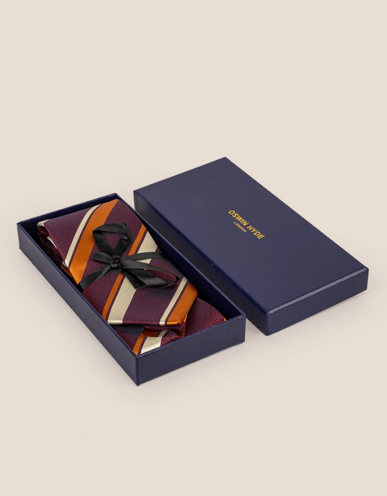 Broad Stripe Red White Orange Tie