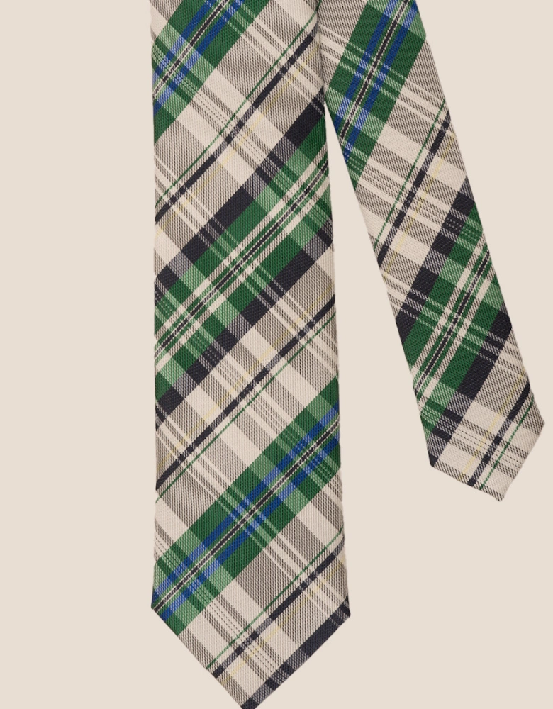Checks Green White Tie