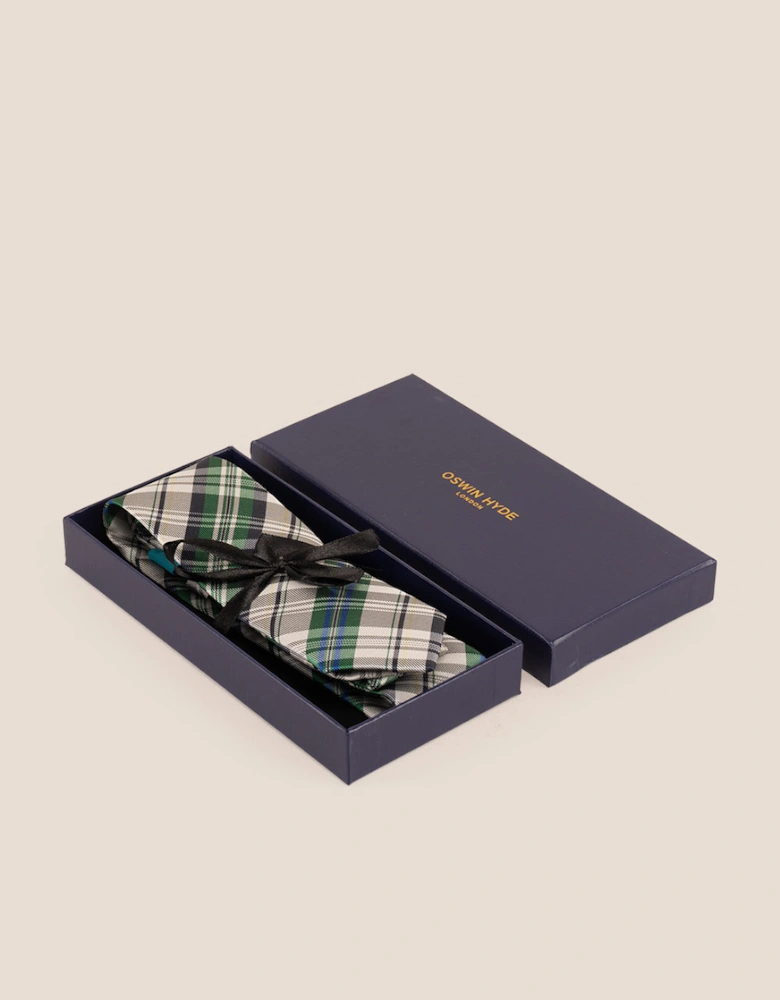 Checks Green White Tie