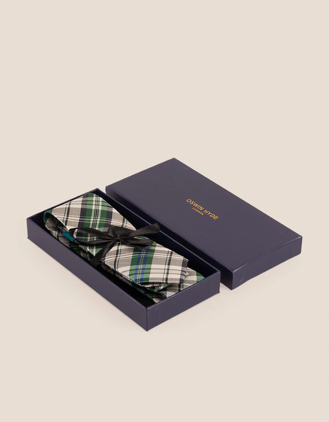 Checks Green White Tie