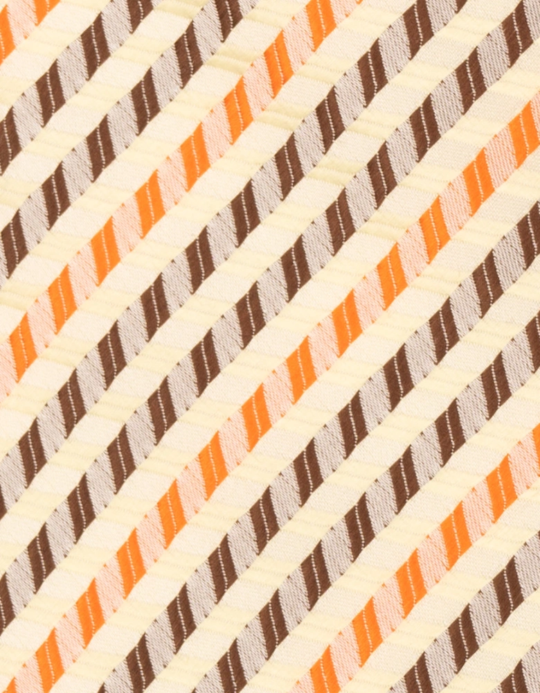 Geometric Stripes Cream Brown Orange Tie