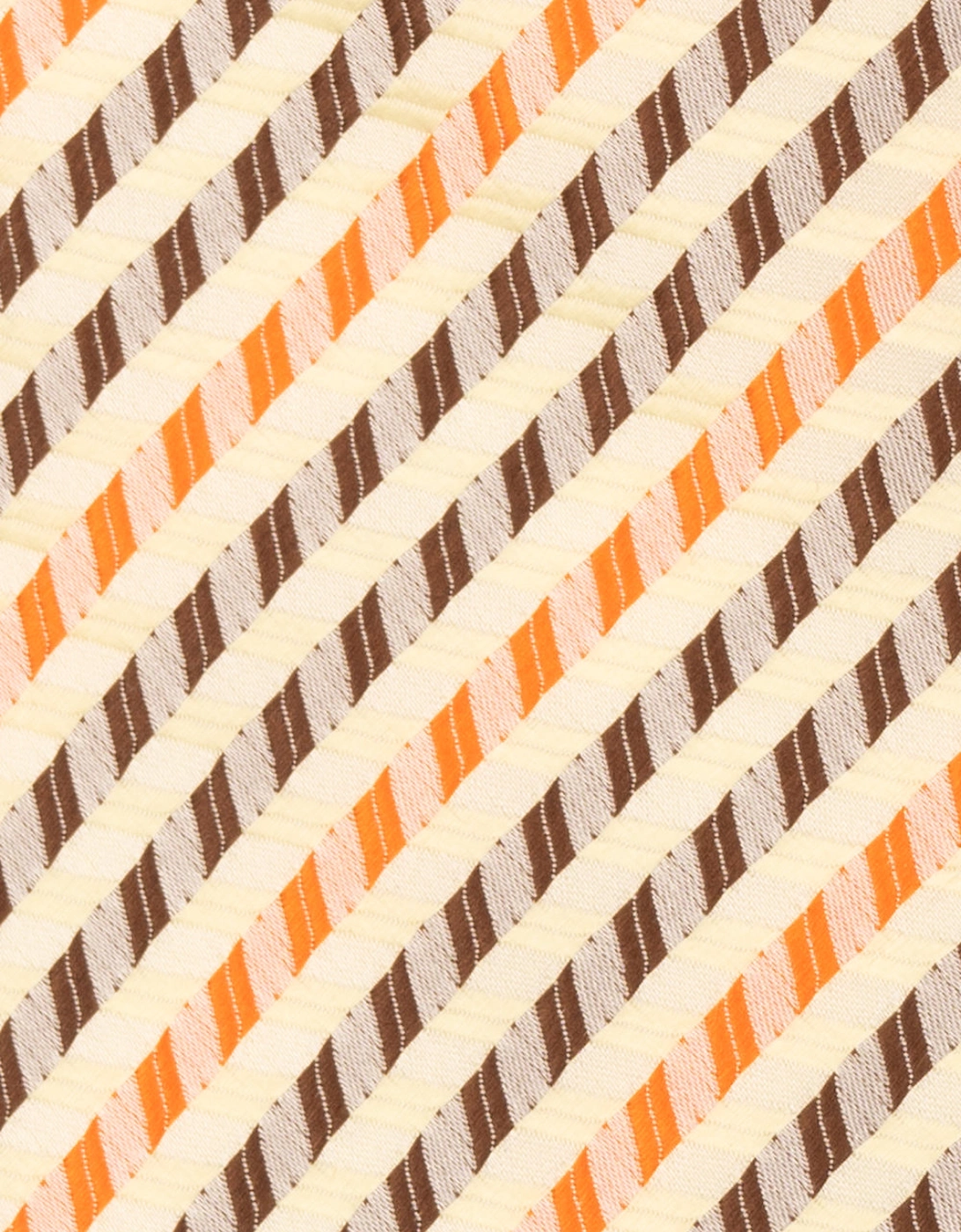 Geometric Stripes Cream Brown Orange Tie