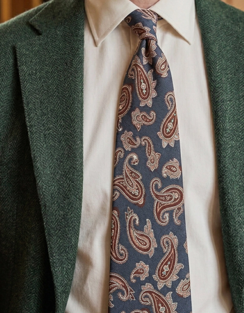 Navy Paisley Silk Tie