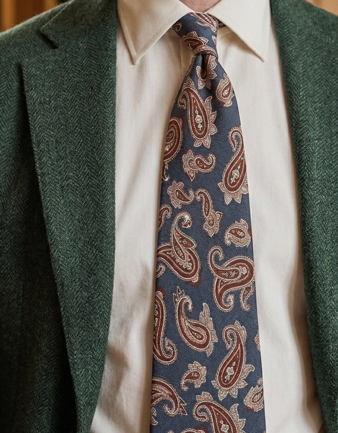 Navy Paisley Silk Tie