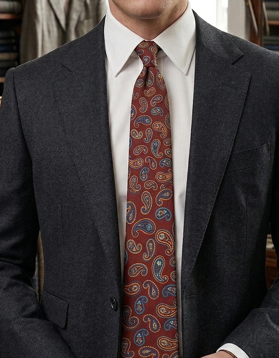 Bordo Paisley Silk Tie