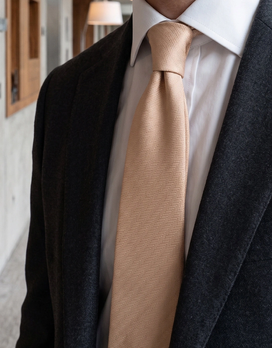Champagne Self Stripe Tie