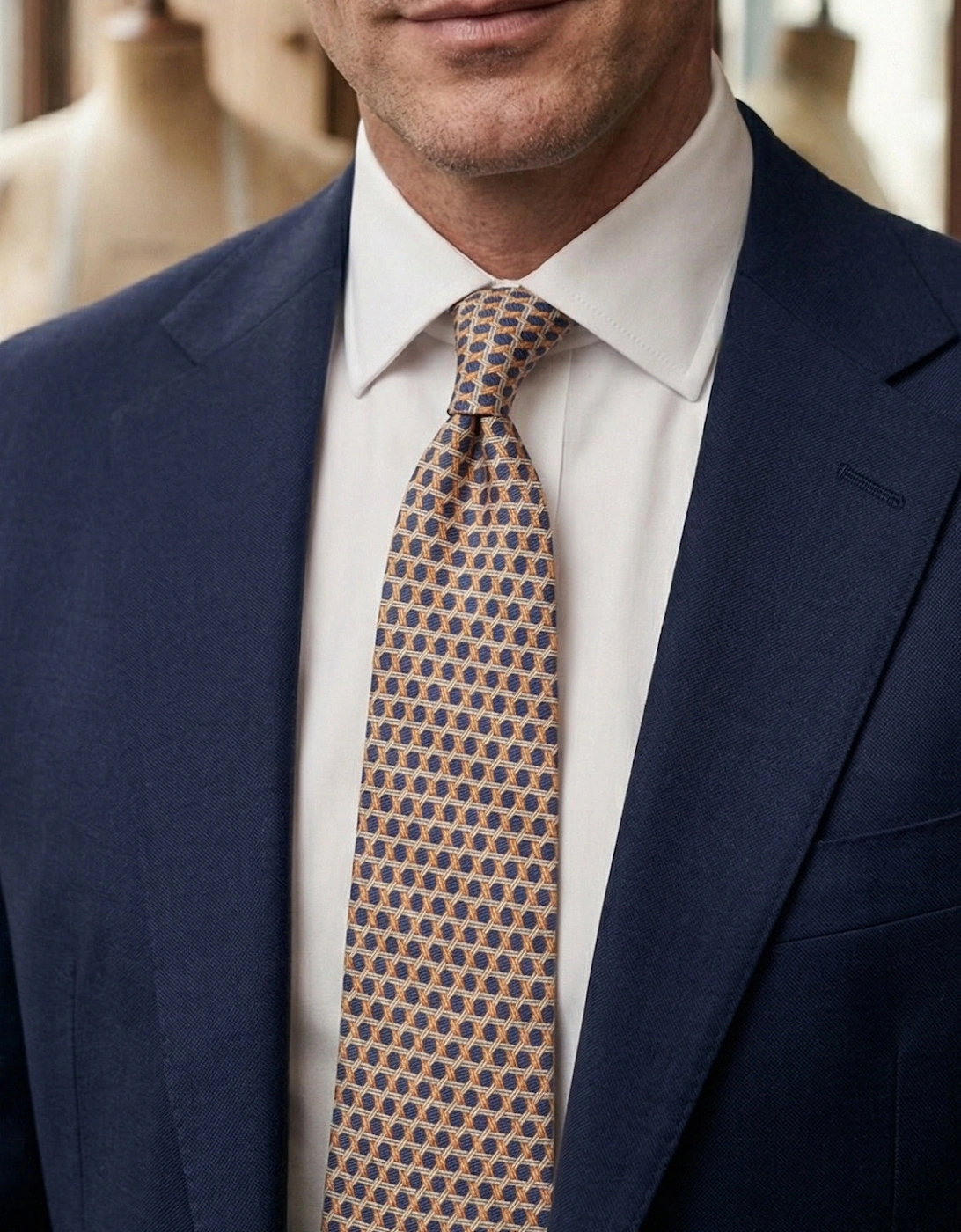 Blue Weave Print Silk Tie
