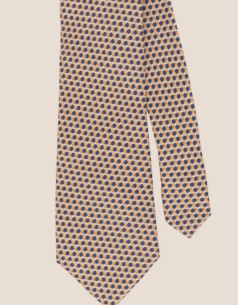 Blue Weave Print Silk Tie