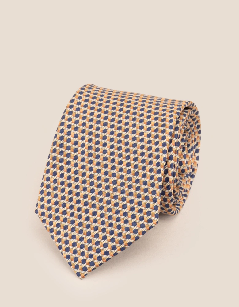Blue Weave Print Silk Tie