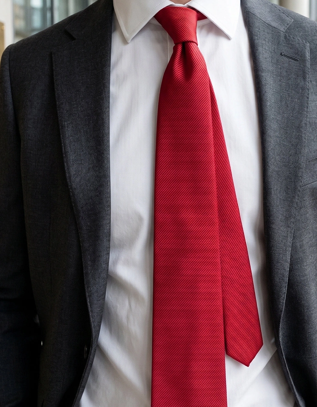 Red Ribbed Tie