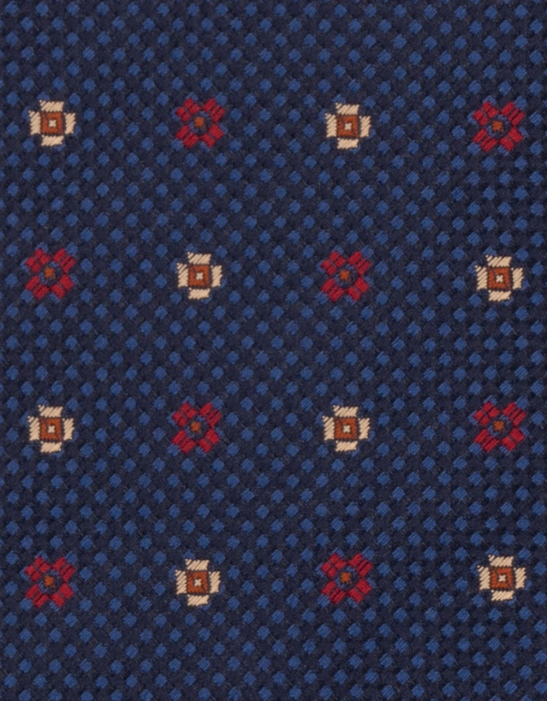 Chequered Floral Navy Tie