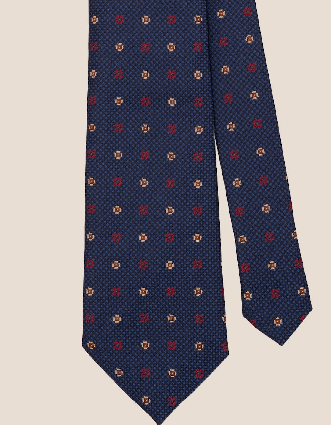 Chequered Floral Navy Tie