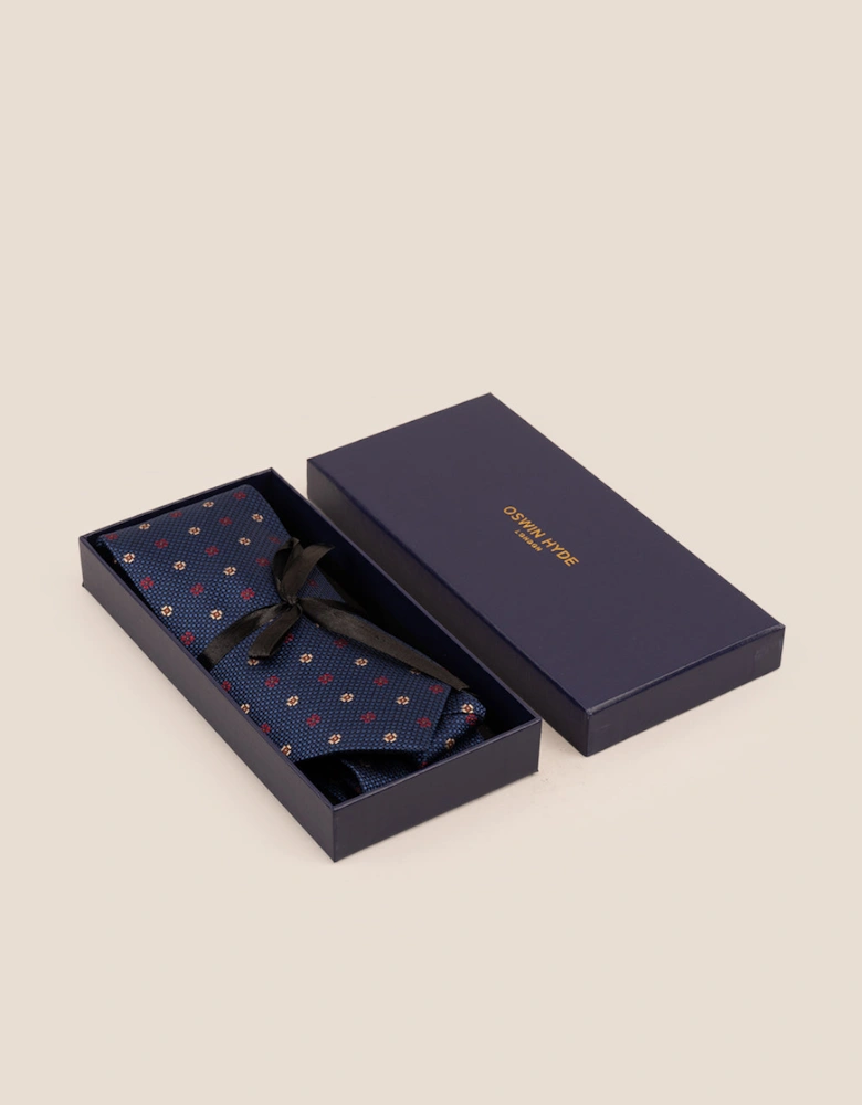 Chequered Floral Navy Tie