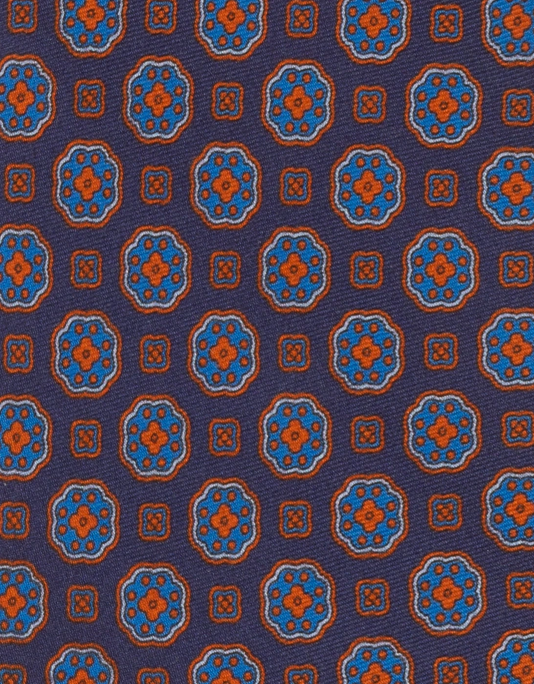 Vintage Navy Block Print Silk Tie