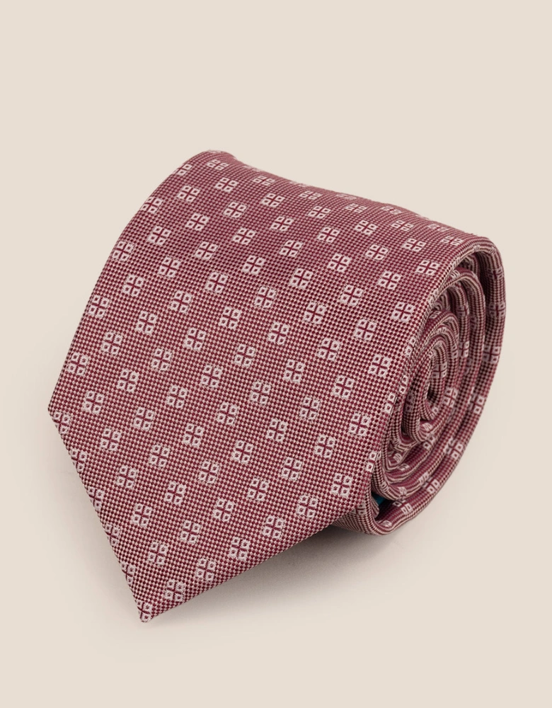 Geometric Squares Red Tie