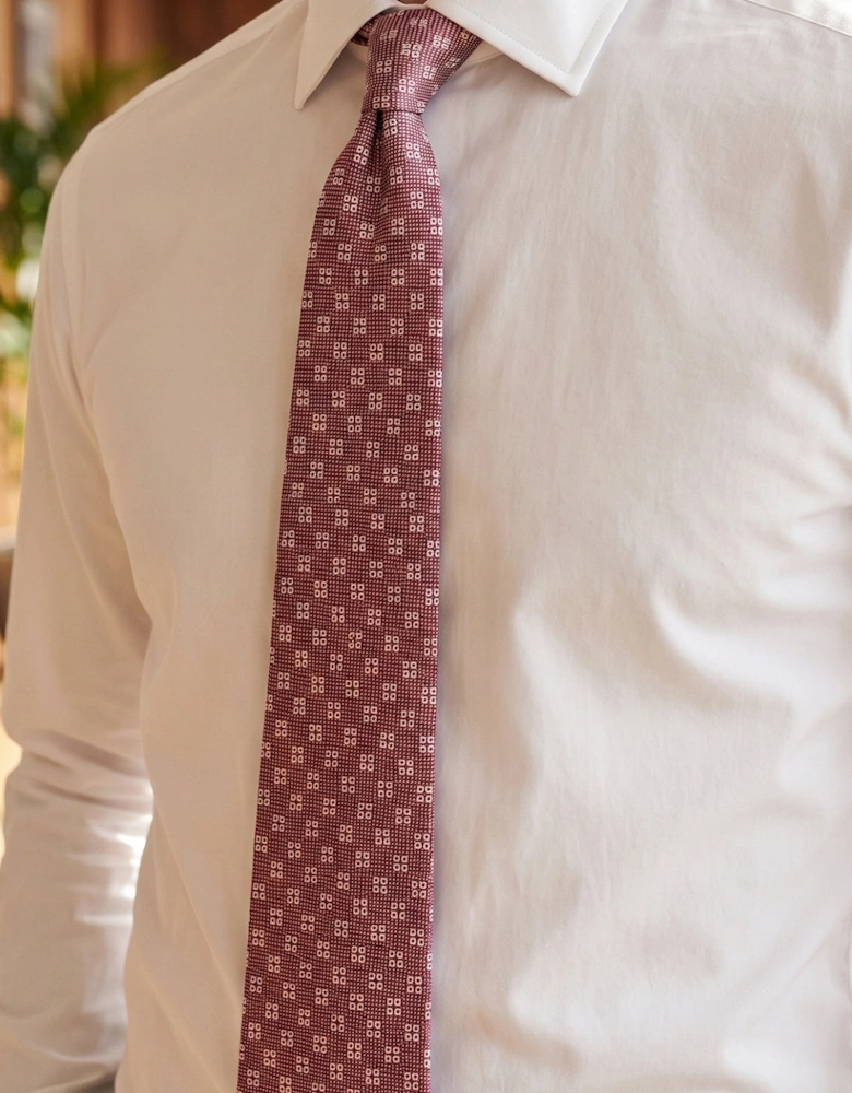 Geometric Squares Red Tie