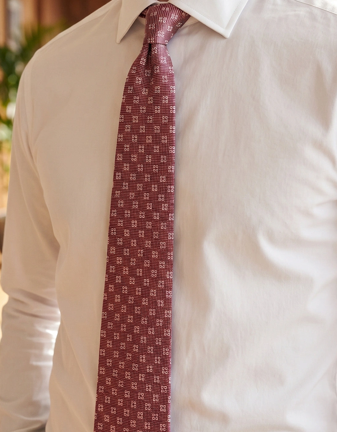 Geometric Squares Red Tie