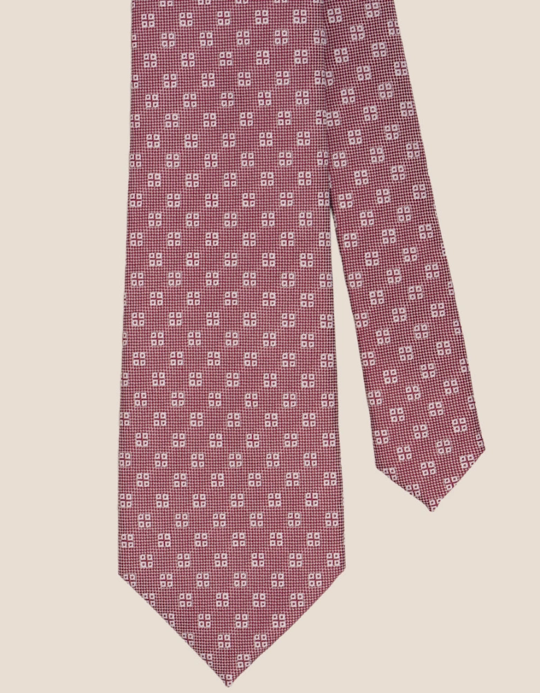Geometric Squares Red Tie