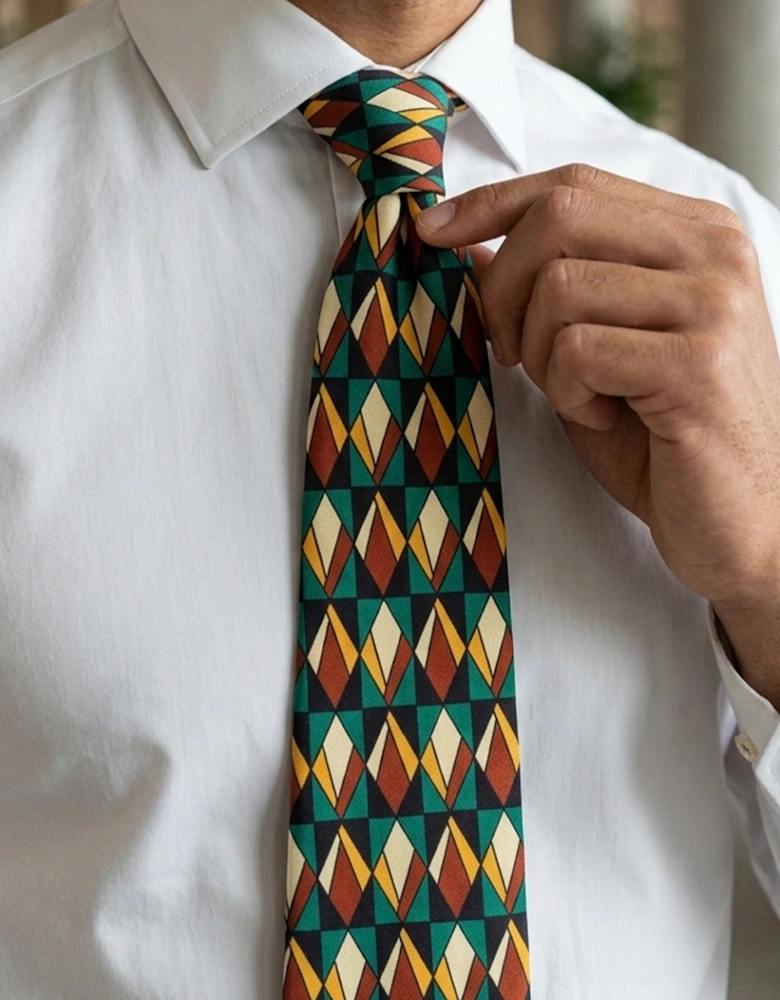 Print Green Navy Tie