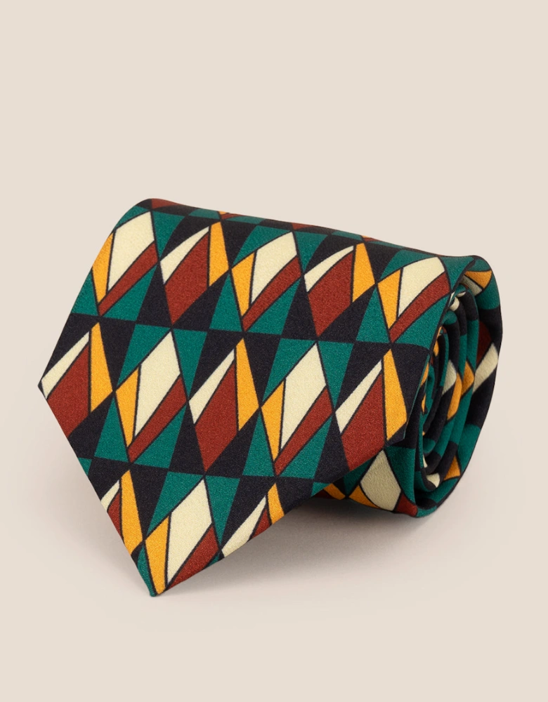 Print Green Navy Tie