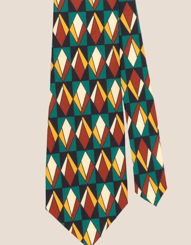 Print Green Navy Tie