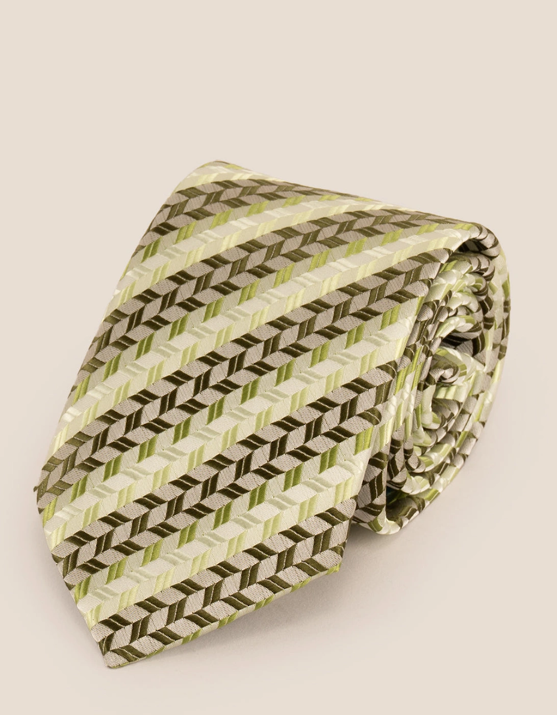 Geometric Stripes Olive Green Tie
