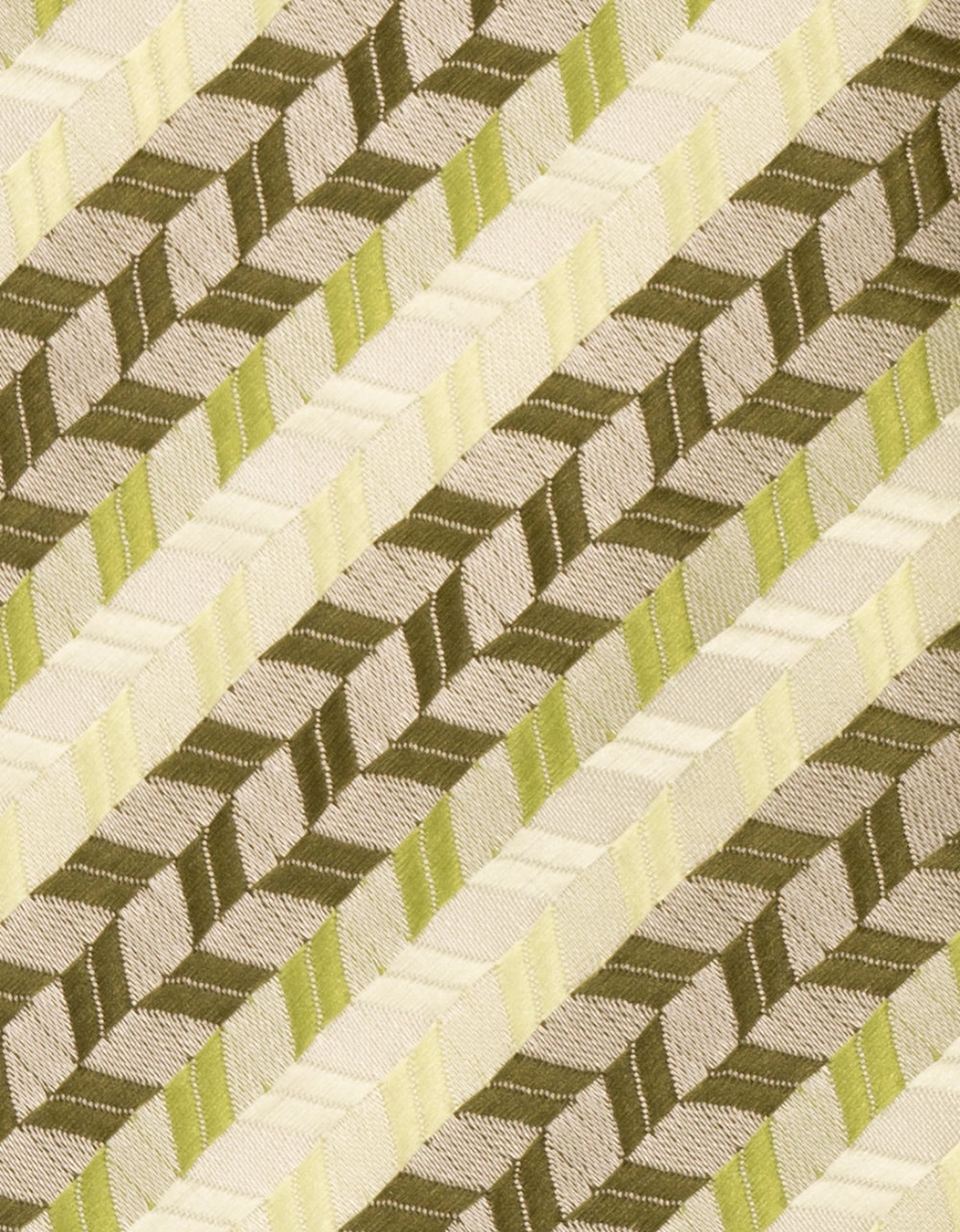 Geometric Stripes Olive Green Tie