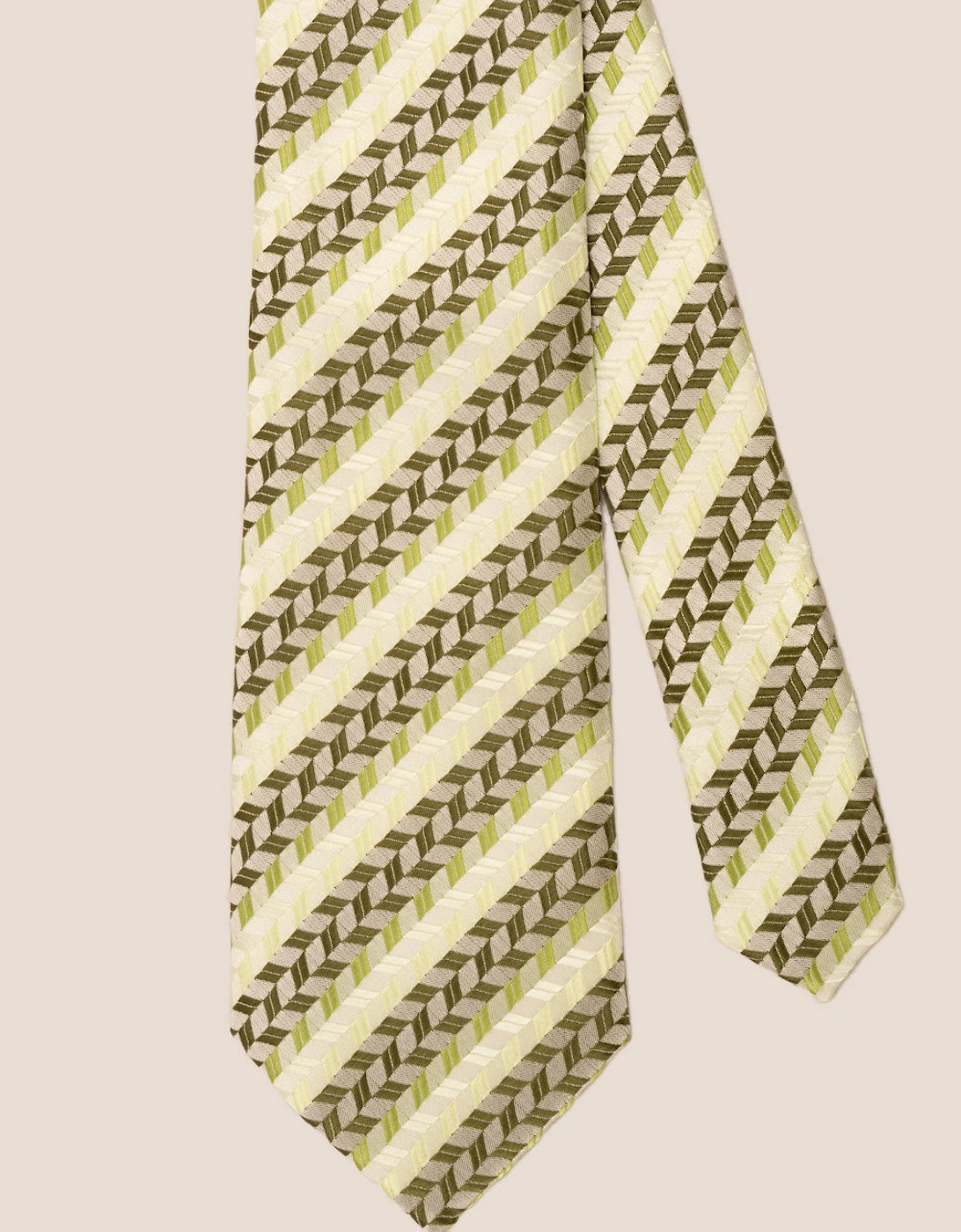 Geometric Stripes Olive Green Tie