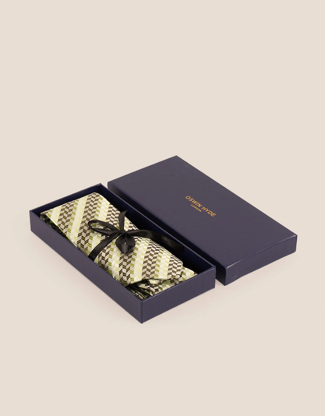 Geometric Stripes Olive Green Tie