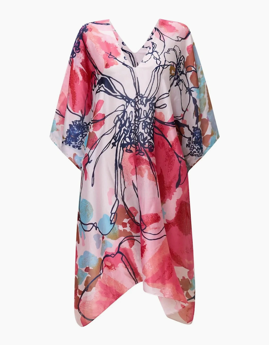 Red Floral Sketch Kaftan