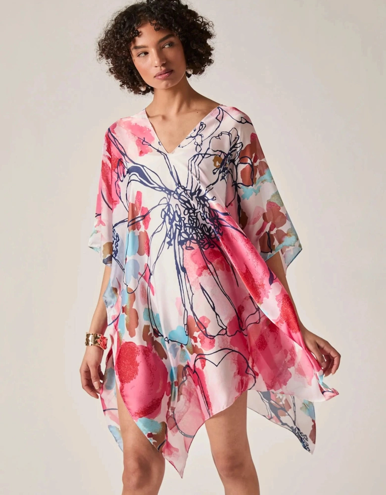 Red Floral Sketch Kaftan