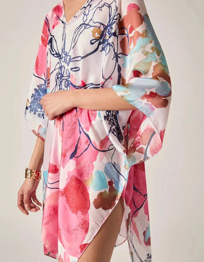 Red Floral Sketch Kaftan