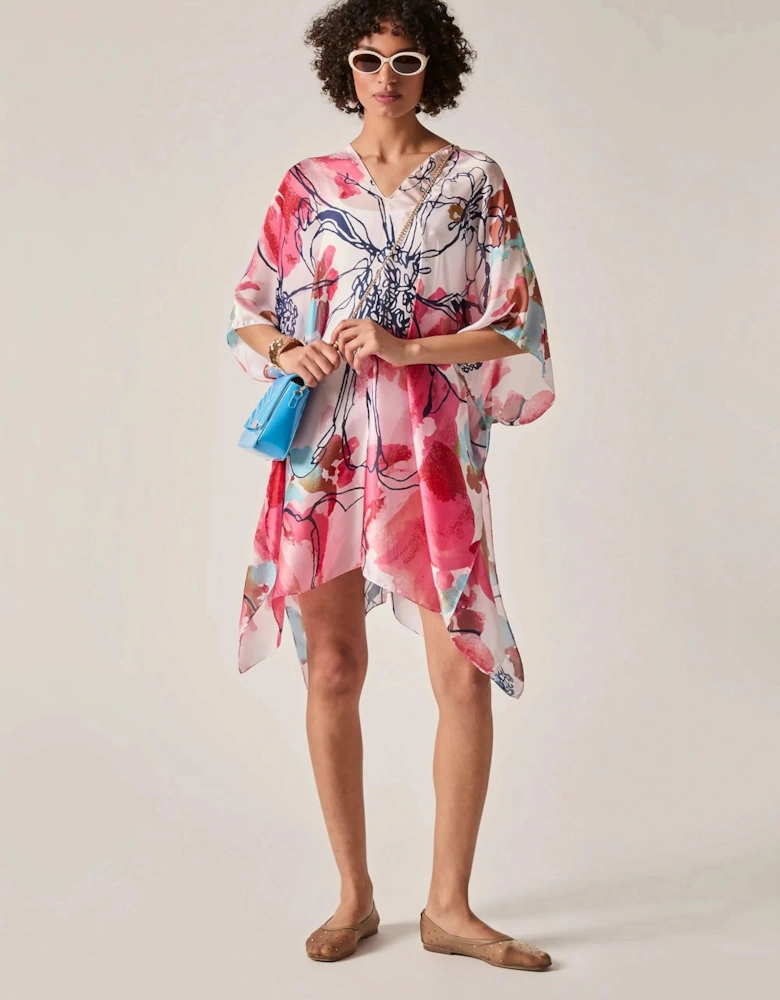 Red Floral Sketch Kaftan