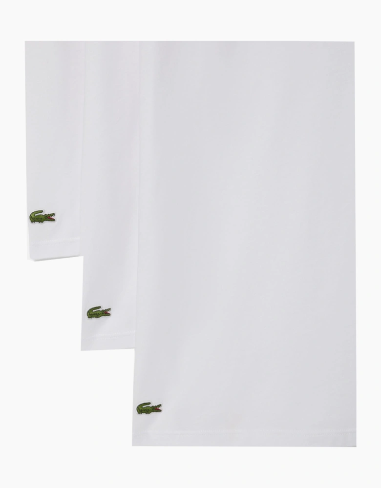 Lacoste 3 Pack Lounge Cotton T-Shirts White/White/White
