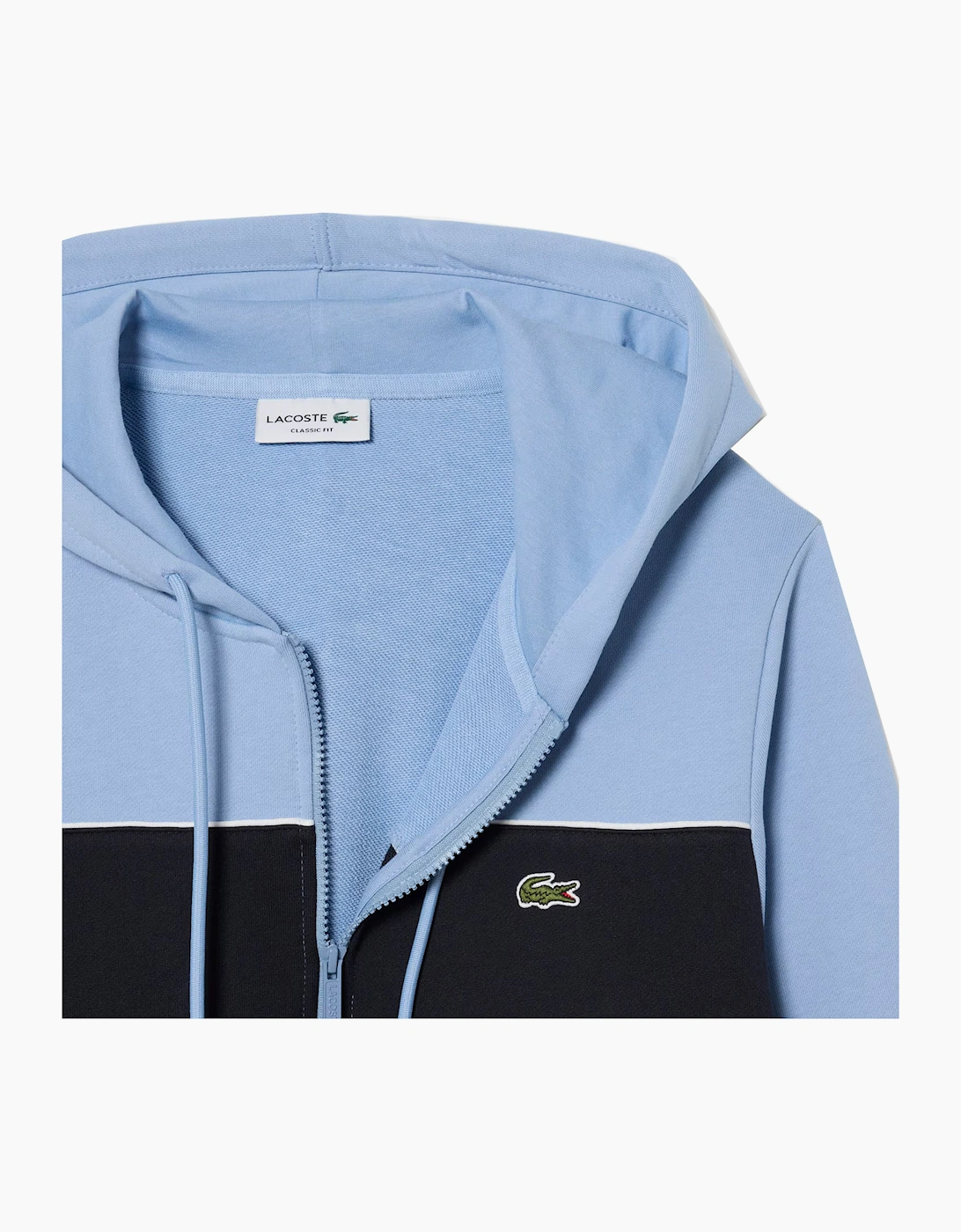 Lacoste Colour Block Zipped Hoodie Light Blue/Navy