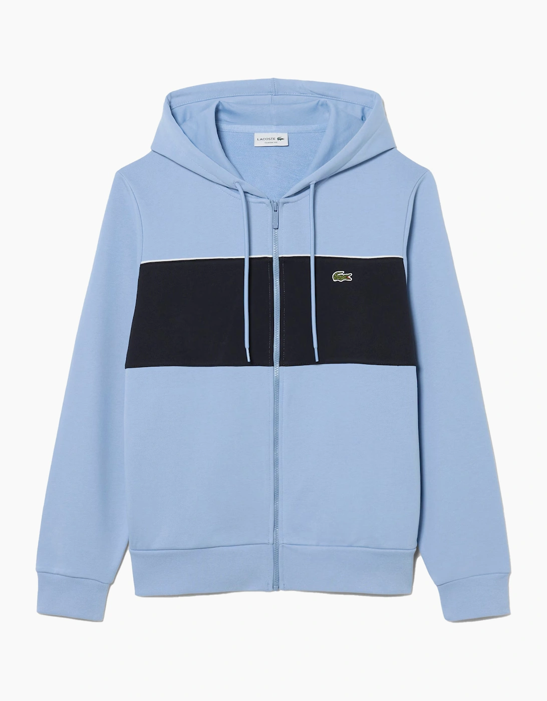 Lacoste Colour Block Zipped Hoodie Light Blue/Navy, 4 of 3