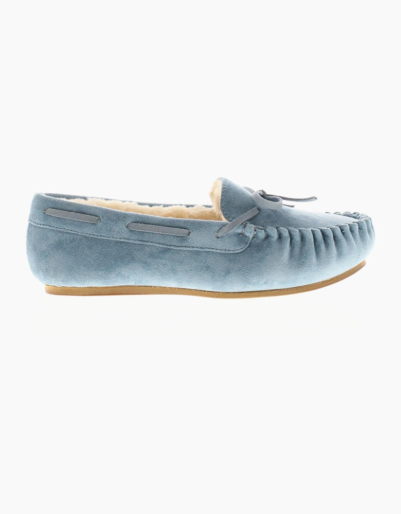 Strollers Womens Moccasin Slippers Faux Fur Matilda blue UK Size