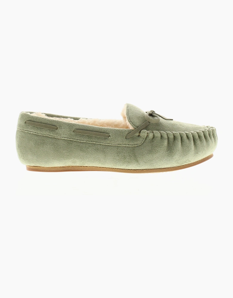 Strollers Womens Moccasin Slippers Faux Fur Matilda green UK Size