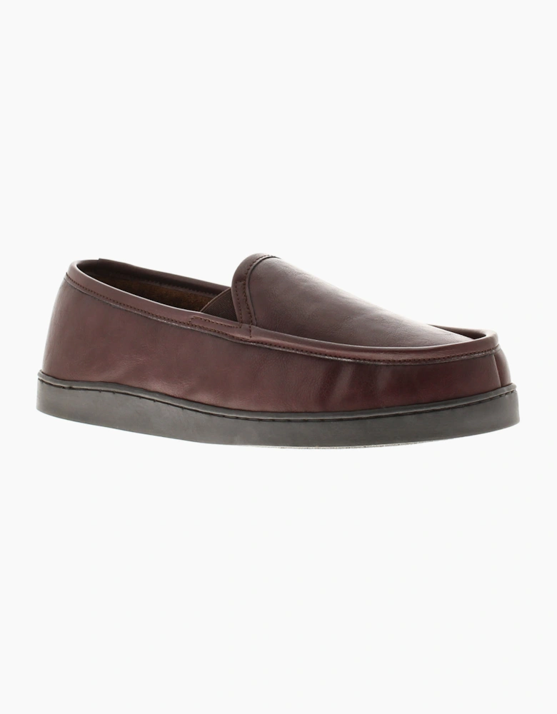 Oakdale Mens Full Slipper Memory Foam Stuart brown UK Size