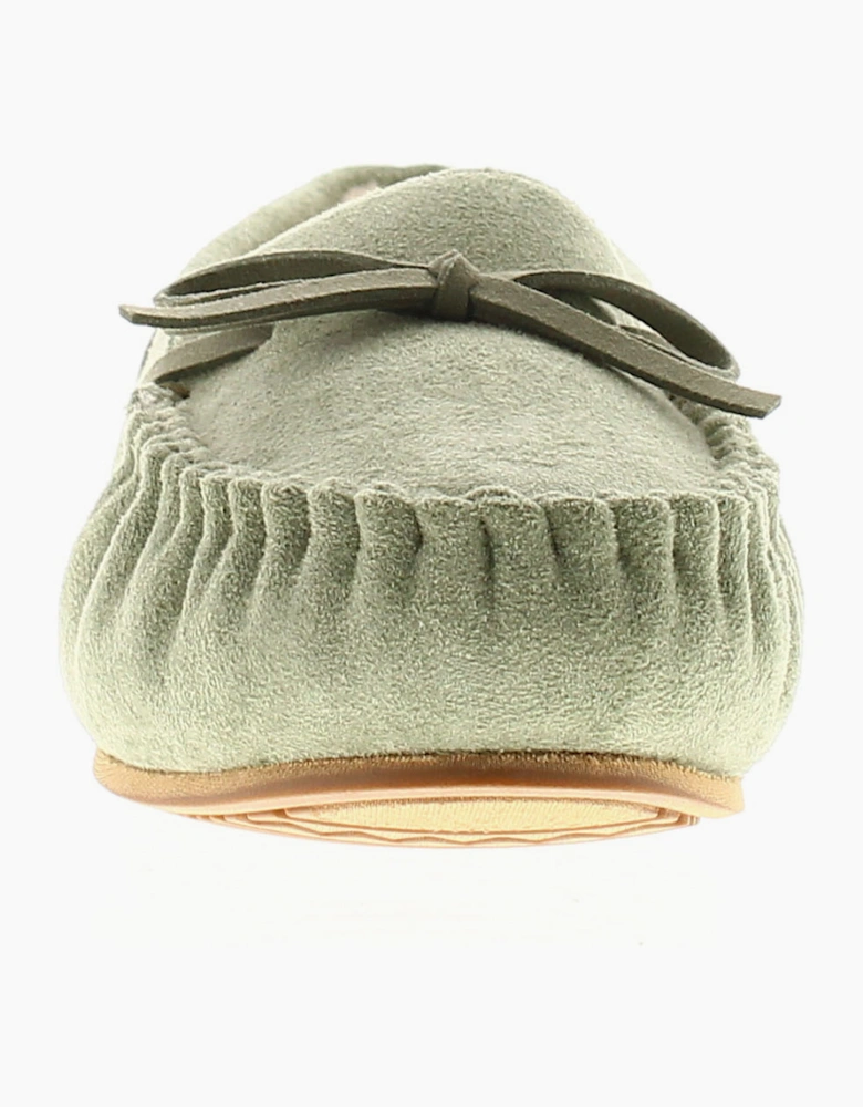 Strollers Womens Moccasin Slippers Faux Fur Matilda green UK Size