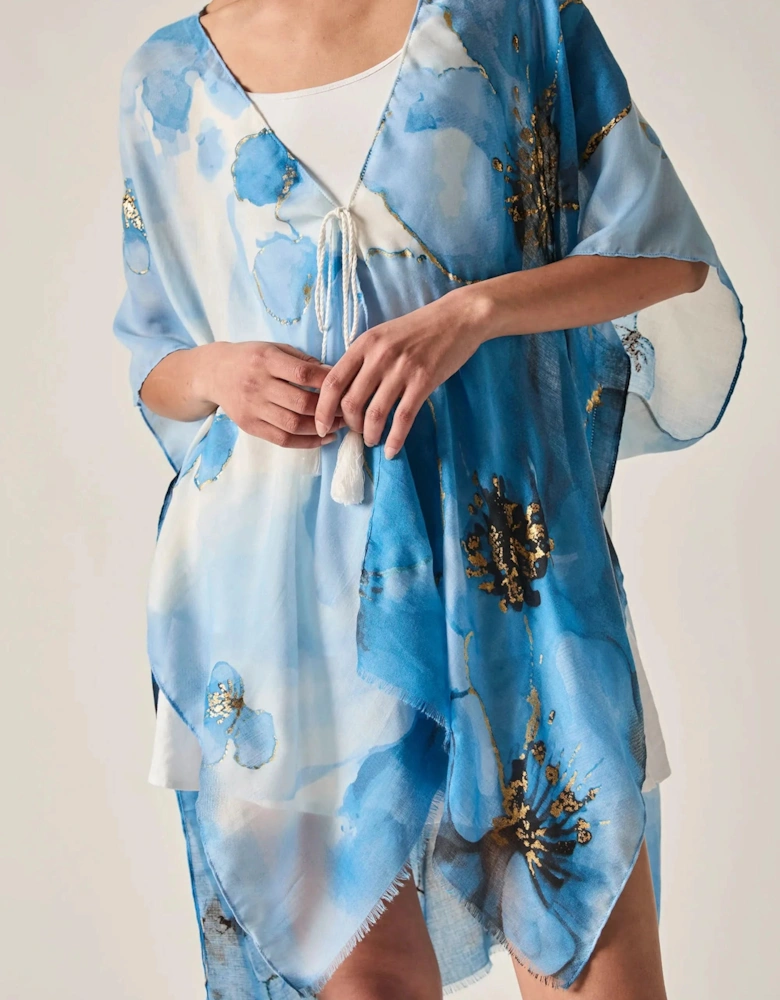 Blue Watercolour Floral Kaftan